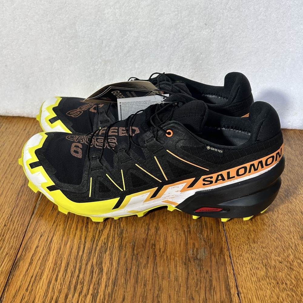 Salomon Mens Size 10.5 Black Neon Green Speedcross 6 GTX Hiking Athletic Shoes